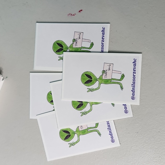 Custom Order @adnilasorzevahc Alien Doodle Business Thank You Cards 50pk - Picture 6 of 11